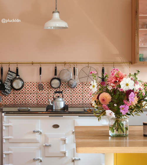 Neisha Crosland Atlas Pine Flower Paprika Red and Pink Kitchen Tiles