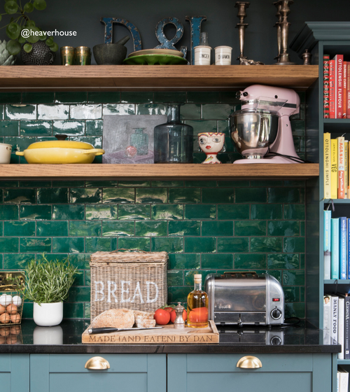 Provence Valette Rectangle Glazed Tile Green Kitchen Tiles