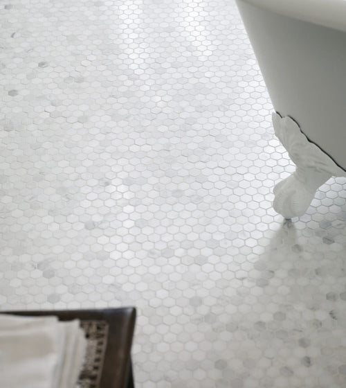 East Hampton Hexagon Marble Mosaic Hexagonal Kitchen Tiles