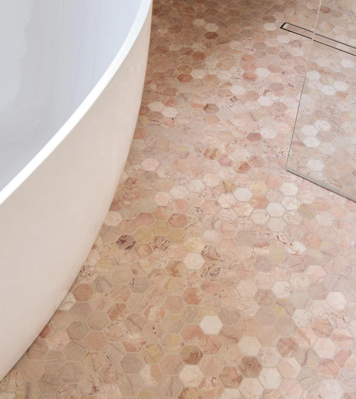 Aegean Pink Large Hexagon Marble Mosaic Hexagonal Wall Tiles
