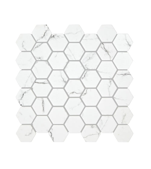 Malmo Hexagon White Mosaic Hexagonal Kitchen Tiles