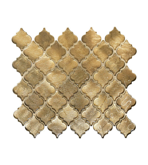 Metallic Vitreum Aurum Arabesque Gold Glass Tile Metallic Kitchen Tiles