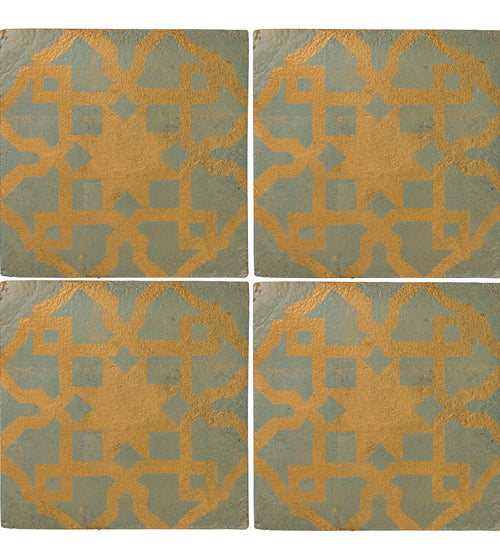 Marrakech Asni Patterned Terracotta Tile Metallic Kitchen Tiles