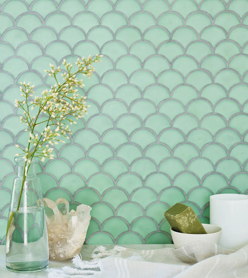 Nordic Glass Tromso Fjord Green Mosaic Green Wall Tiles