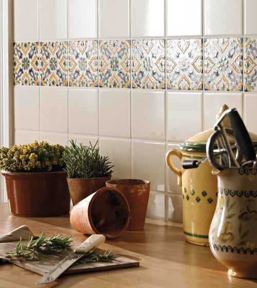 Andalucia Cream Glazed Tile 20cm Modern Kitchen Tiles
