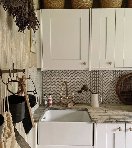 Malmo Willow Leaf White Mosaic Wall Tiles