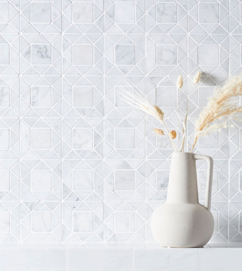 Carrara White Jewel Marble Mosaic Stone Kitchen Tiles