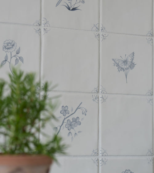 English Delft Butterfly 1 Charcoal Matt Tile Cream Wall Tiles English Delft Butterfly 1 Charcoal Matt Tile Cream Wall Tiles