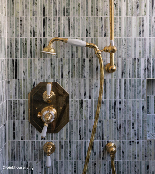 Seaspray Green Stacked Marble Mosaic Kit Kat Wall Tiles Seaspray Green Stacked Marble Mosaic Kit Kat Wall Tiles