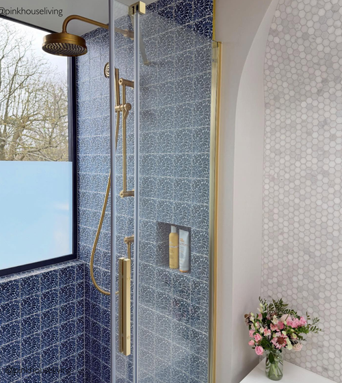 Kelmscott Emery Blue Patterned Tile Kitchen Tiles